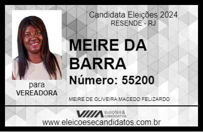 Candidato MEIRE DA BARRA 2024 - RESENDE - Eleições