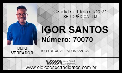 Candidato IGOR SANTOS 2024 - SEROPÉDICA - Eleições