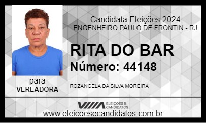 Candidato RITA DO BAR 2024 - ENGENHEIRO PAULO DE FRONTIN - Eleições