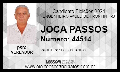 Candidato JOCA PASSOS 2024 - ENGENHEIRO PAULO DE FRONTIN - Eleições