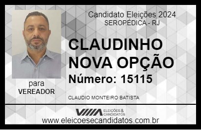 Candidato CLAUDINHO NOVA OPÇÃO 2024 - SEROPÉDICA - Eleições