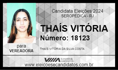 Candidato THAÍS VITÓRIA 2024 - SEROPÉDICA - Eleições