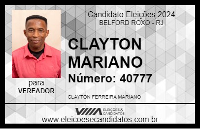 Candidato CLAYTON MARIANO 2024 - BELFORD ROXO - Eleições