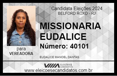 Candidato MISSIONARIA EUDALICE 2024 - BELFORD ROXO - Eleições