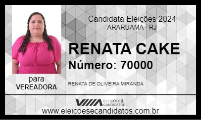 Candidato RENATA CAKE 2024 - ARARUAMA - Eleições