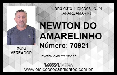 Candidato NEWTON DO AMARELINHO 2024 - ARARUAMA - Eleições