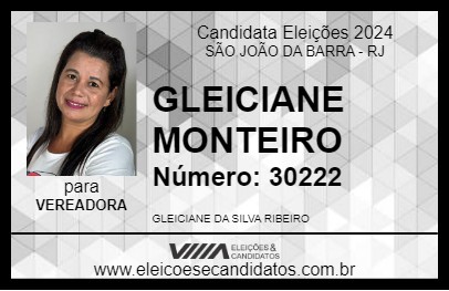 Candidato GLEICIANI MONTEIRO 2024 - SÃO JOÃO DA BARRA - Eleições