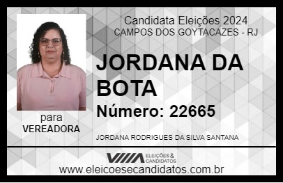 Candidato JORDANA DA BOTA 2024 - CAMPOS DOS GOYTACAZES - Eleições