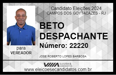 Candidato BETO DESPACHANTE 2024 - CAMPOS DOS GOYTACAZES - Eleições