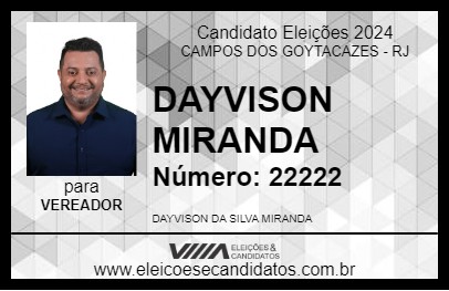 Candidato DAYVISON MIRANDA 2024 - CAMPOS DOS GOYTACAZES - Eleições