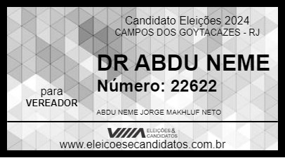 Candidato DR ABDU NEME 2024 - CAMPOS DOS GOYTACAZES - Eleições