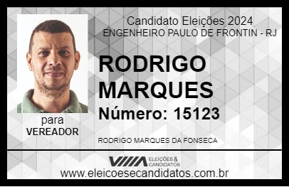 Candidato RODRIGO MARQUES 2024 - ENGENHEIRO PAULO DE FRONTIN - Eleições