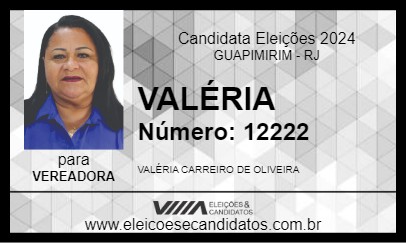 Candidato VALÉRIA 2024 - GUAPIMIRIM - Eleições