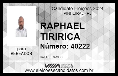 Candidato RAPHAEL TIRIRICA 2024 - PINHEIRAL - Eleições