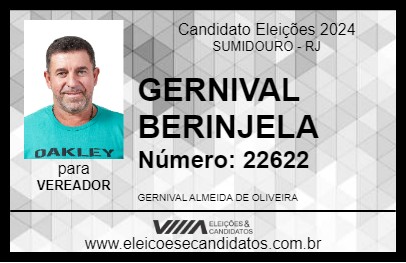 Candidato GERNIVAL BERINJELA 2024 - SUMIDOURO - Eleições