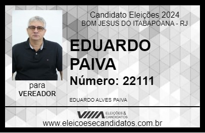 Candidato EDUARDO PAIVA 2024 - BOM JESUS DO ITABAPOANA - Eleições