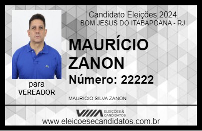 Candidato MAURÍCIO ZANON 2024 - BOM JESUS DO ITABAPOANA - Eleições