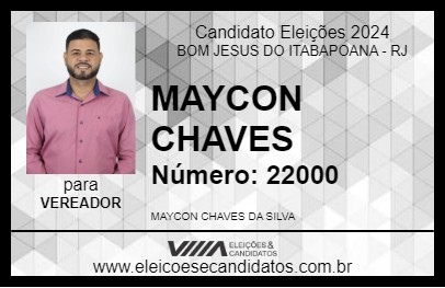 Candidato MAYCON CHAVES 2024 - BOM JESUS DO ITABAPOANA - Eleições