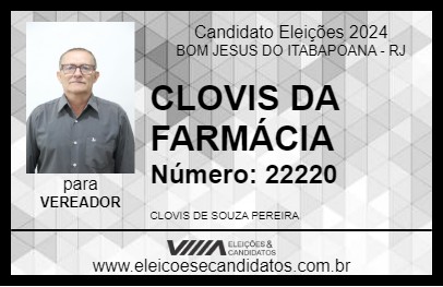 Candidato CLOVIS DA FARMÁCIA 2024 - BOM JESUS DO ITABAPOANA - Eleições