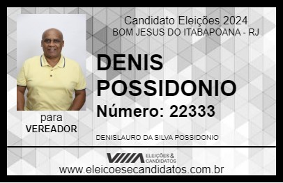 Candidato DENIS POSSIDONIO 2024 - BOM JESUS DO ITABAPOANA - Eleições