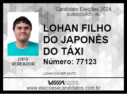 Candidato LOHAN FILHO DO JAPONÊS DO TÁXI 2024 - SUMIDOURO - Eleições