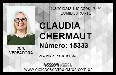 Candidato CLAUDIA CHERMAUT 2024 - SUMIDOURO - Eleições