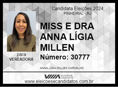 Candidato MISS E DRA ANNA LÍGIA MILLEN 2024 - PINHEIRAL - Eleições