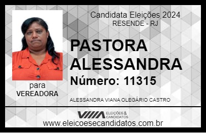 Candidato PASTORA ALESSANDRA 2024 - RESENDE - Eleições