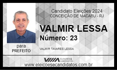 Candidato VALMIR LESSA 2024 - CONCEIÇÃO DE MACABU - Eleições