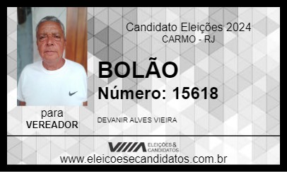 Candidato BOLÃO 2024 - CARMO - Eleições