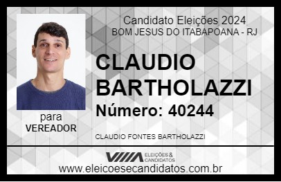 Candidato CLAUDIO BARTHOLAZZI 2024 - BOM JESUS DO ITABAPOANA - Eleições