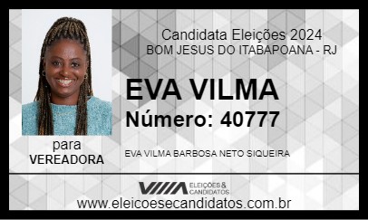 Candidato EVA VILMA 2024 - BOM JESUS DO ITABAPOANA - Eleições