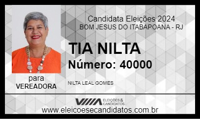 Candidato TIA NILTA 2024 - BOM JESUS DO ITABAPOANA - Eleições