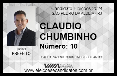 Candidato CLAUDIO CHUMBINHO 2024 - SÃO PEDRO DA ALDEIA - Eleições