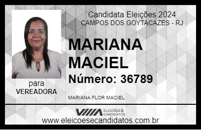 Candidato MARIANA MACIEL 2024 - CAMPOS DOS GOYTACAZES - Eleições