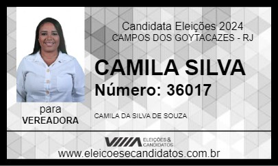 Candidato CAMILA SILVA 2024 - CAMPOS DOS GOYTACAZES - Eleições