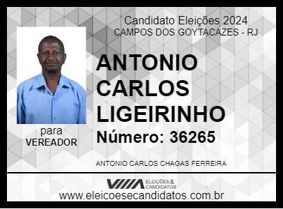 Candidato ANTONIO CARLOS LIGEIRINHO 2024 - CAMPOS DOS GOYTACAZES - Eleições