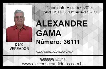 Candidato ALEXANDRE GAMA 2024 - CAMPOS DOS GOYTACAZES - Eleições