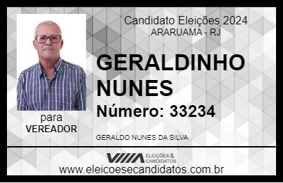 Candidato GERALDINHO NUNES 2024 - ARARUAMA - Eleições