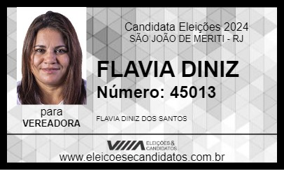 Candidato FLAVIA DINIZ  2024 - SÃO JOÃO DE MERITI - Eleições