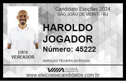 Candidato HAROLDO JOGADOR 2024 - SÃO JOÃO DE MERITI - Eleições