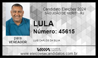 Candidato LULA MERITI 2024 - SÃO JOÃO DE MERITI - Eleições