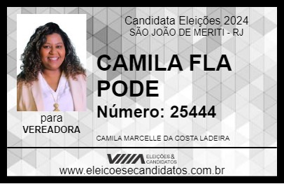 Candidato CAMILA FLA PODE 2024 - SÃO JOÃO DE MERITI - Eleições