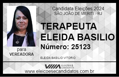 Candidato TERAPEUTA ELEIDA BASILIO 2024 - SÃO JOÃO DE MERITI - Eleições