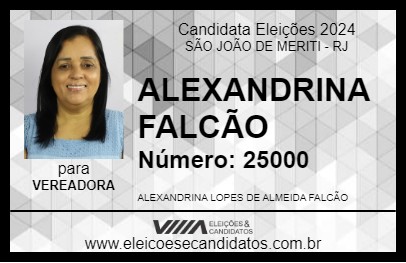 Candidato ALEXANDRINA FALCÃO 2024 - SÃO JOÃO DE MERITI - Eleições