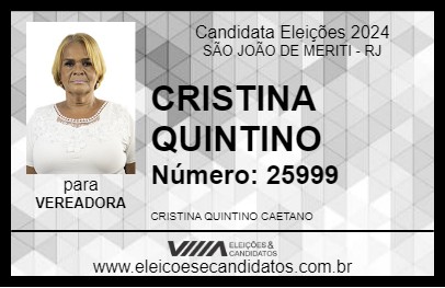 Candidato CRISTINA QUINTINO 2024 - SÃO JOÃO DE MERITI - Eleições