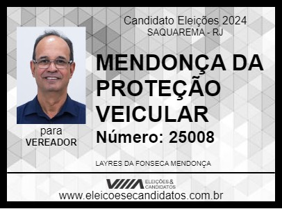 Candidato MENDONÇA DA PROTEÇÃO VEICULAR 2024 - SAQUAREMA - Eleições