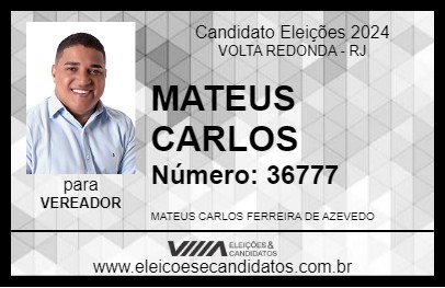 Candidato MATEUS CARLOS 2024 - VOLTA REDONDA - Eleições