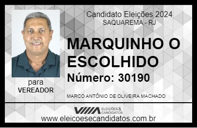 Candidato MARQUINHO O ESCOLHIDO 2024 - SAQUAREMA - Eleições