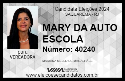 Candidato MARY DA AUTO ESCOLA 2024 - SAQUAREMA - Eleições